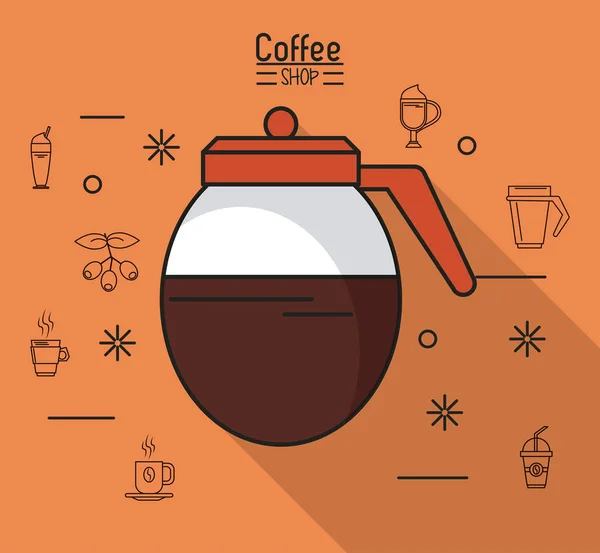 咖啡壶咖啡厅彩色海报 — 图库矢量图片
