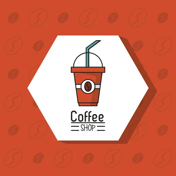 Coffee shop tek kullanımlık kahve fincanı rhombus çerçevesindeki ile renkli poster — Stok Vektör