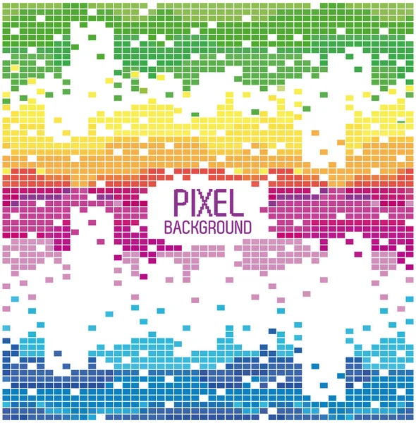 Pixel sfondo testo con disegno blu giallo rosso e verde pixel sfondo — Vettoriale Stock
