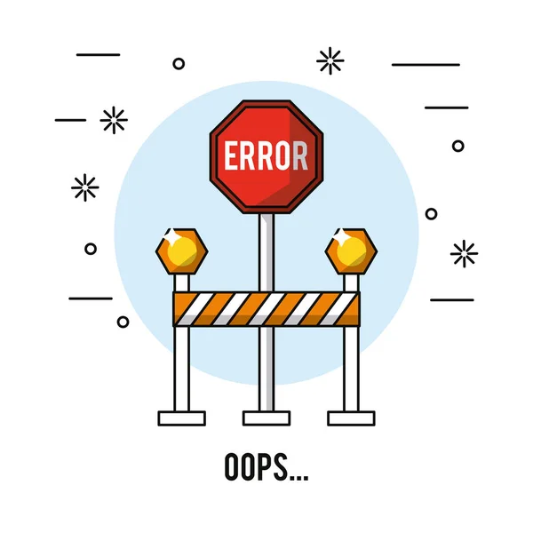 Witte achtergrond met rode zeshoek weg ondertekenen fout Oeps — Stockvector