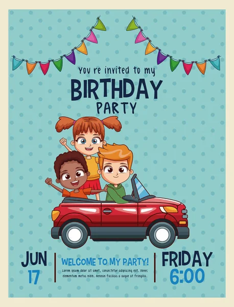 Kinderen verjaardag uitnodigingskaart — Stockvector