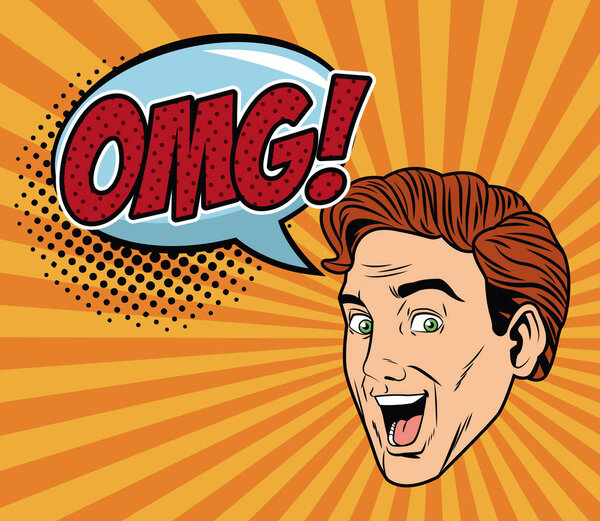 Man face pop art cartoon