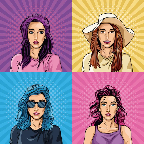 Pop art kadın colletion — Stok Vektör