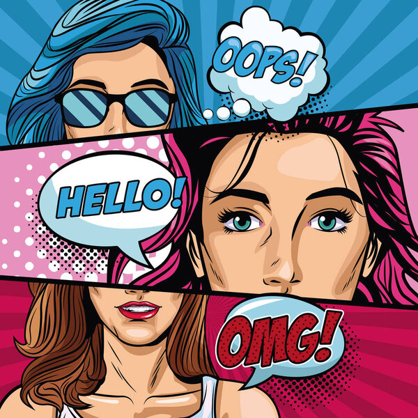 Женщина с пузырьками поп-арт
