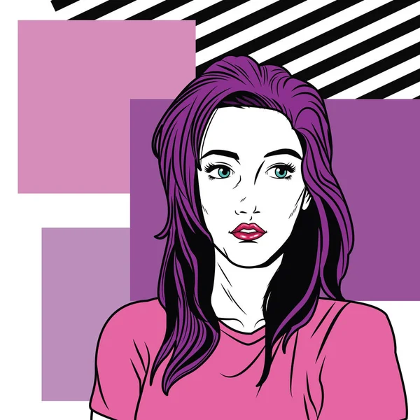 Mode femme pop art dessin animé — Image vectorielle