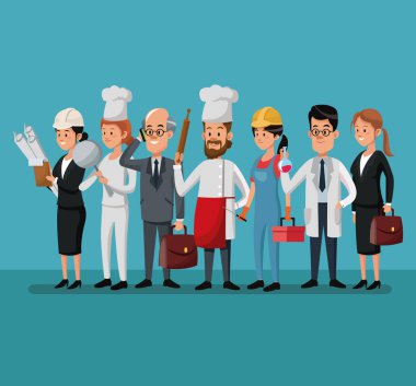 Grup insanlar çeşitli meslekler İşçi Bayramı