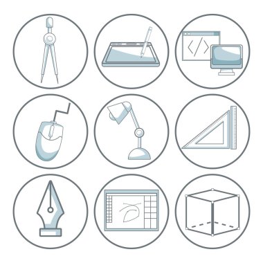 sahne siluet renk bölümleri gölgelendirme küme koleksiyon simgeler öğeleri grafik tasarım dairesel çerçeve üzerinde