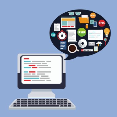 renk arka plan Resepsiyon bilgisayar aygıt ile iletişim kutusu ve dil öğelerini içinde programlama