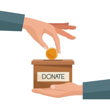 bir yandan bir karton kutuda para yatırma el