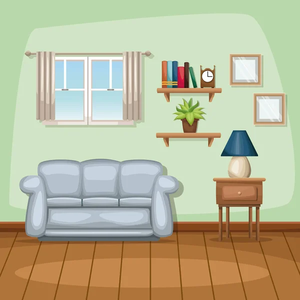 Domácí scéna obývací pokoj pozadí — Stockový vektor