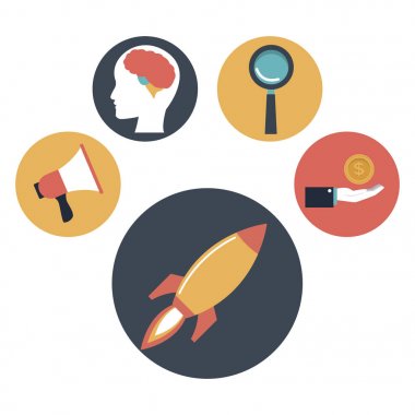 siluet simgeler öğe yatırım civarında roket yıldızlı için renk