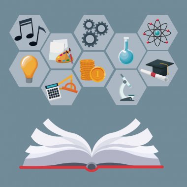 kitap simgeleri akademik bilgisi olan gri renkli geometrik soyut resimler ile açın