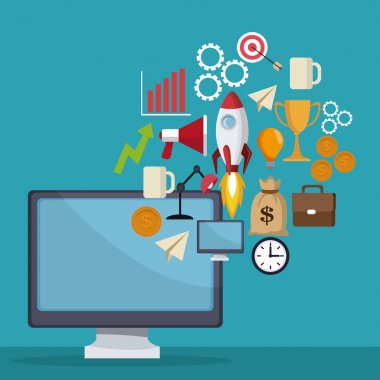 mavi renk arka plan simgeleri kadar bilgisayar yıldız görüntülemek için gelen fikir üretmek