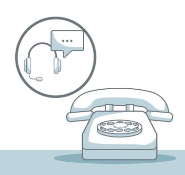 Beyaz arka plan ile siluet renk bölümleri gölgelendirme telefon ve simge kulaklık ve iletişim kutusu