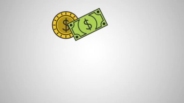 Bitcoin ve para yatırım Hd animasyon