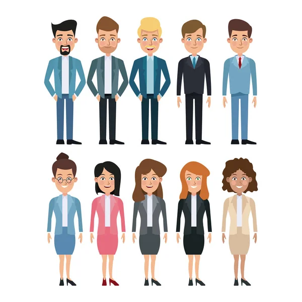 白色背景全套女性和男性字符为企业 — 图库矢量图片