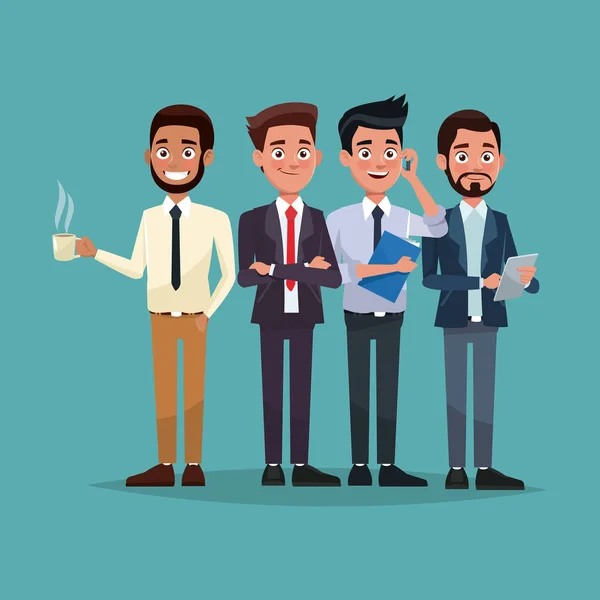 Color fondo cuerpo completo conjunto de hombres personajes para los negocios — Vector de stock