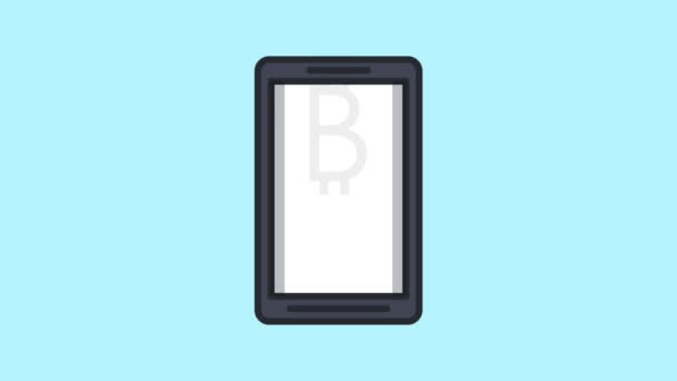 Bitcoins en el teléfono inteligente HD animación — Vídeo de stock