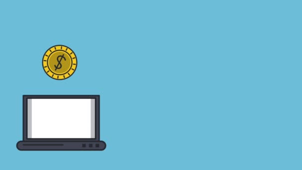 Bitcoins overbrengen naar Hd computeranimatie — Stockvideo