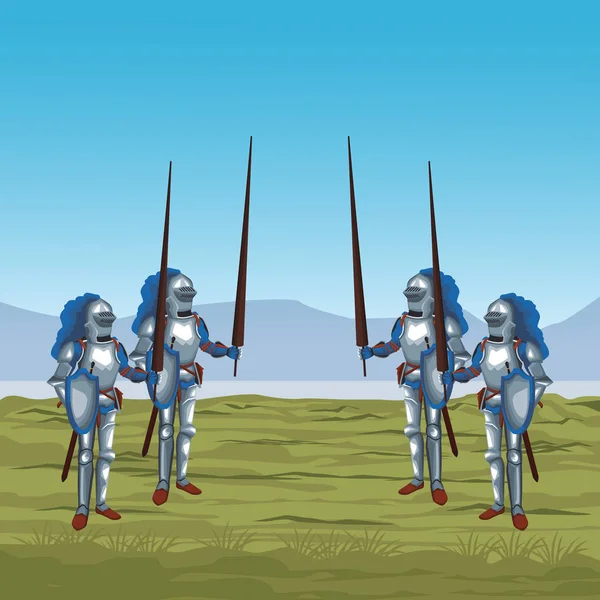 Воины Средневековья на войне — стоковый вектор
