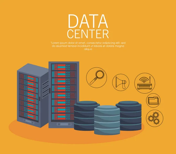 Tecnologia de data center —  Vetores de Stock