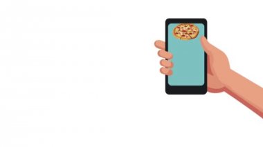 Pizza smartphone Hd animasyon üzerinden online sipariş