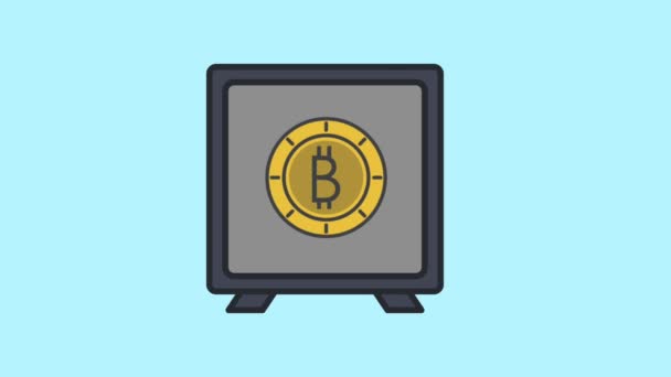 Bitcoin i strongbox Hd animation — Stockvideo