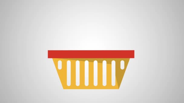 Shopping basket with gift box HD animation — Stock Video