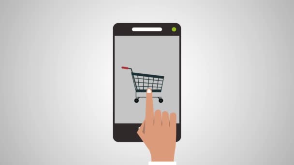 Shopping online da smartphone Animazione HD — Video Stock