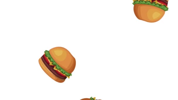 Гамбургеры фастфуда с HD-анимацией — стоковое видео