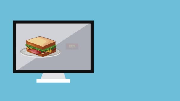Fastfood online kopen van Pc Hd animatie — Stockvideo