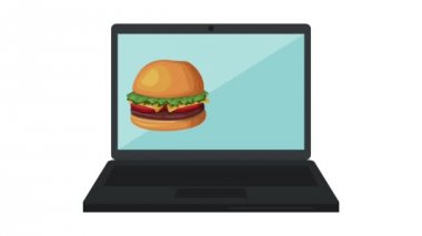Hamburger online sipariş--dan laptop Hd animasyon