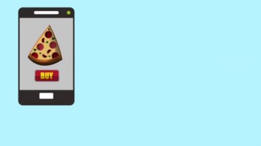 Pizza smartphone Hd animasyon üzerinden online sipariş