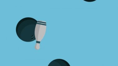 Bowling pimleri ve Hd animasyon yağmur topları