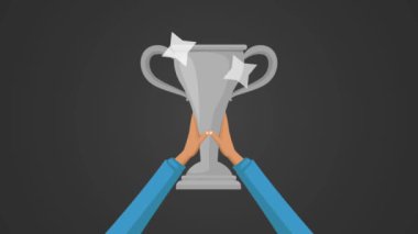 Trophy Kupası Hd animasyon yükselterek eller