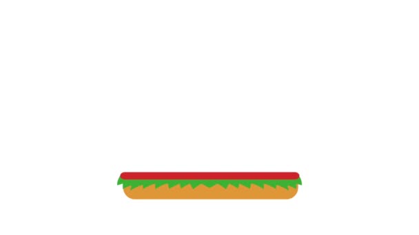 Hamburger fastfood topview Hd animatie — Stockvideo