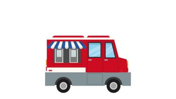 Fast Food Truck hd Animation — Stockvideo