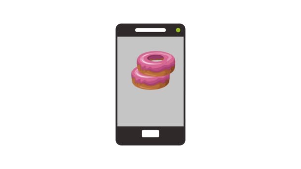 Donuts bestellen online voor smartphone Hd animatie — Stockvideo