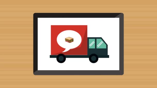 Fast food online entrega de animação HD — Vídeo de Stock