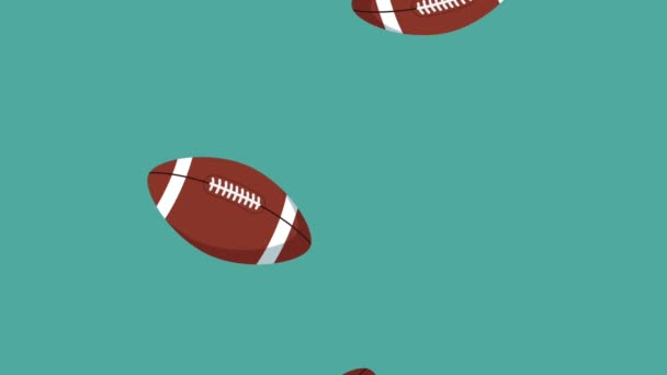 American football balls raining HD animation — Stock Video