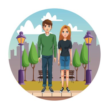 Genç çift çizgi film