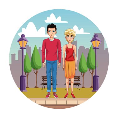 Genç çift çizgi film