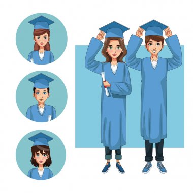 Genç öğrenciler karikatürler