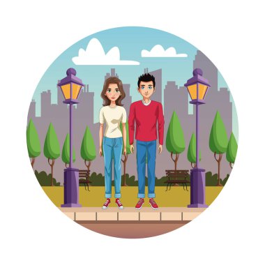 Genç çift çizgi film