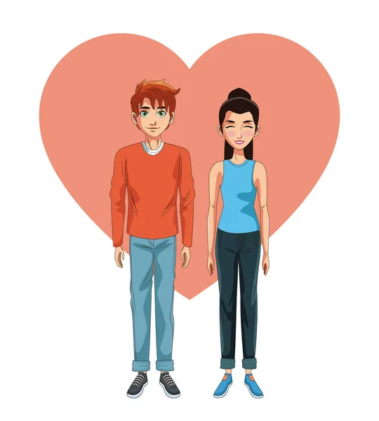 Pareja joven dibujos animados — Vector de stock