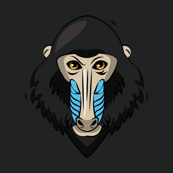 Impresión de dibujos animados de mono mandril para camiseta — Vector de stock