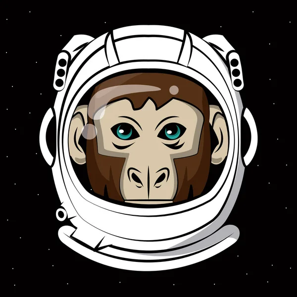 Cool monkey on astronaut helmet print for t shirt — Stock Vector