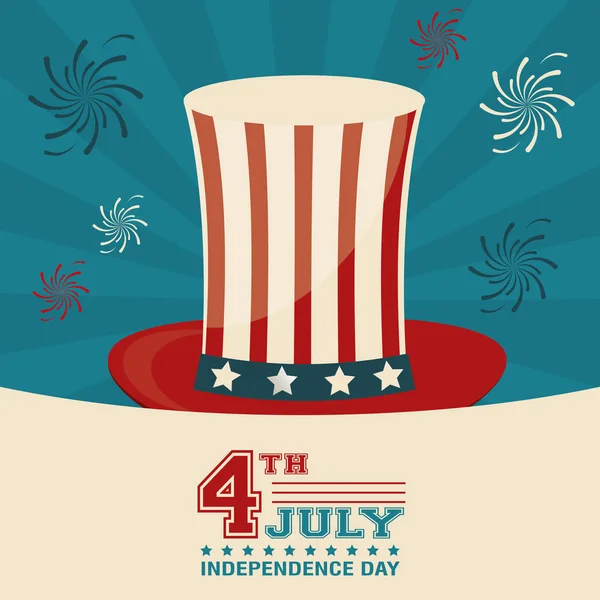 4 Temmuz Bağımsızlık günü silindir şapka dekoratif tasarım — Stok Vektör
