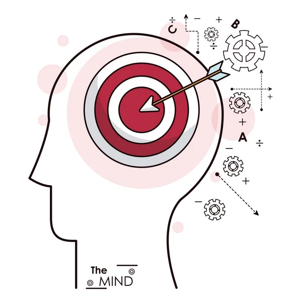 The mind head profile target market strategy gears — Stock Vector