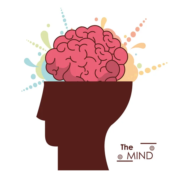 心の人間の頭の脳の創造性メモリ — ストックベクタ